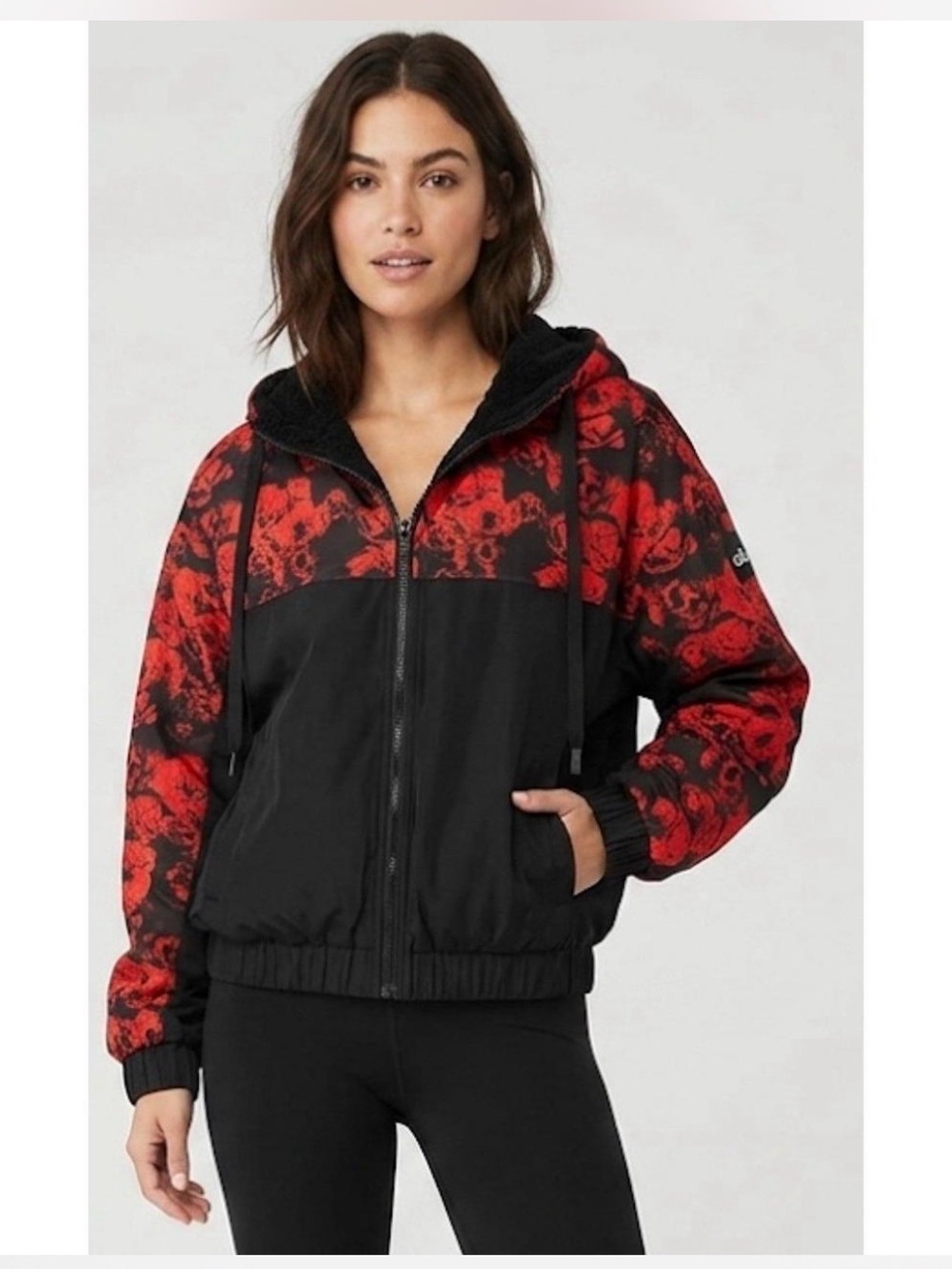 NWOT ALO Yoga Roses Freerider Jacket Black Cherry